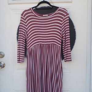 rust and white striped dress